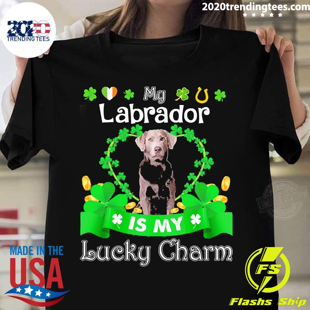 Official my Silver Labrador Dog Is Lucky Charm - Adult & Kids T-Shirts, Sweatshirts & Hoodies apparel design preview 1