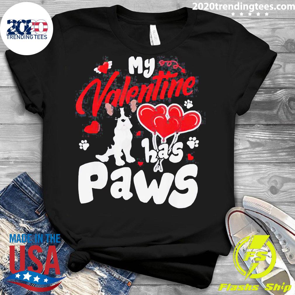 Official My Valentine Has Paws Animal Lovers - Adult & Kids T-Shirts, Sweatshirts & Hoodies apparel design preview 3