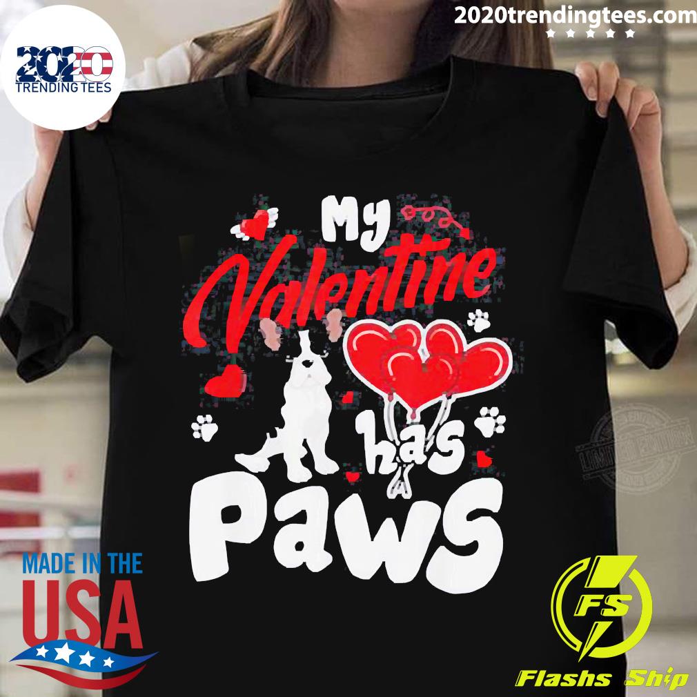 Official My Valentine Has Paws Animal Lovers - Adult & Kids T-Shirts, Sweatshirts & Hoodies apparel design preview 1