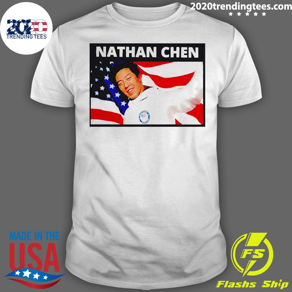 Official Nathan Chen American Flag - Adult & Kids T-Shirts, Sweatshirts & Hoodies apparel design preview 1
