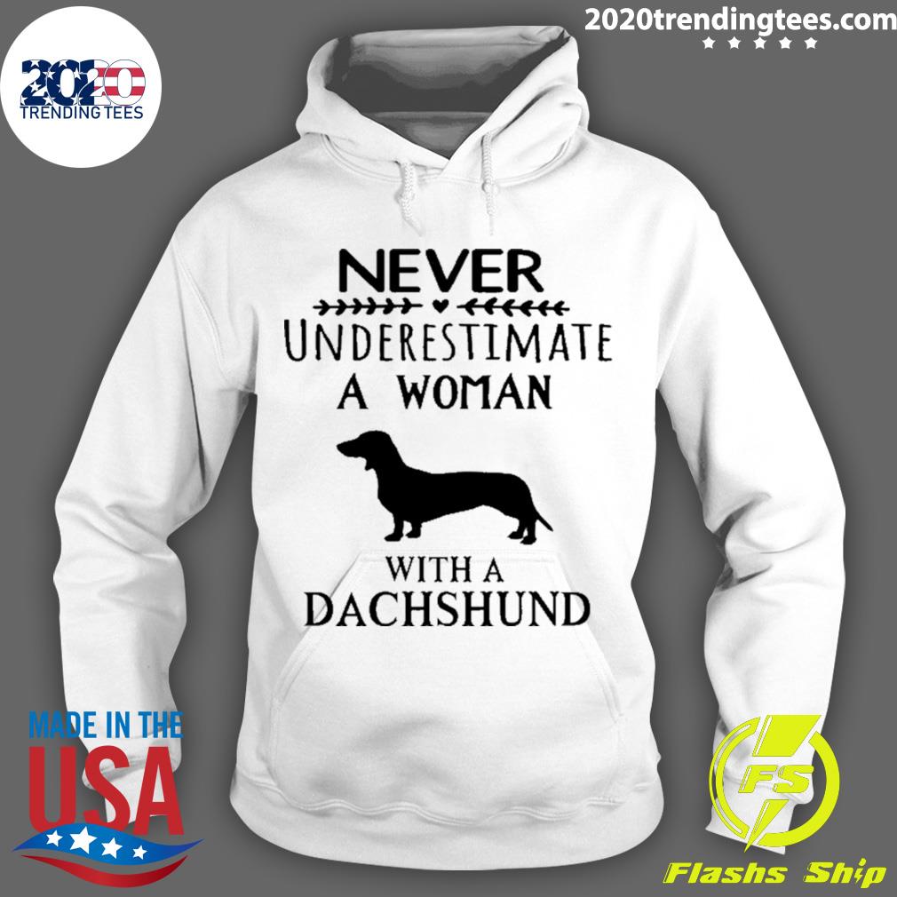 Official never Underestimate A Woman With Dachshund - Adult & Kids T-Shirts, Sweatshirts & Hoodies apparel design preview 2