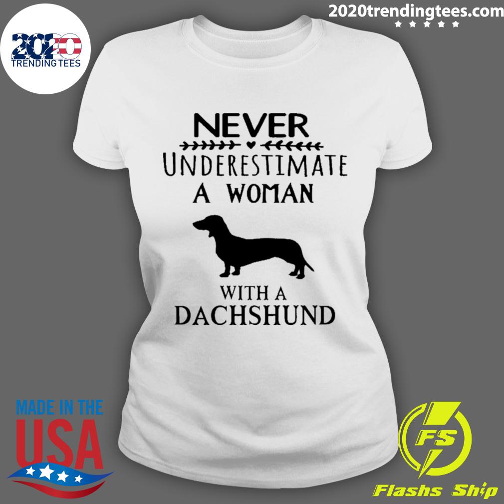 Official never Underestimate A Woman With Dachshund - Adult & Kids T-Shirts, Sweatshirts & Hoodies apparel design preview 3