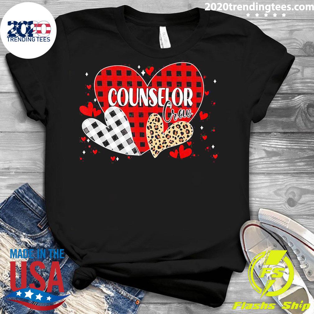Official Three Leopard Plaid Hearts Counselor Crew - Adult & Kids T-Shirts, Sweatshirts & Hoodies apparel design preview 3