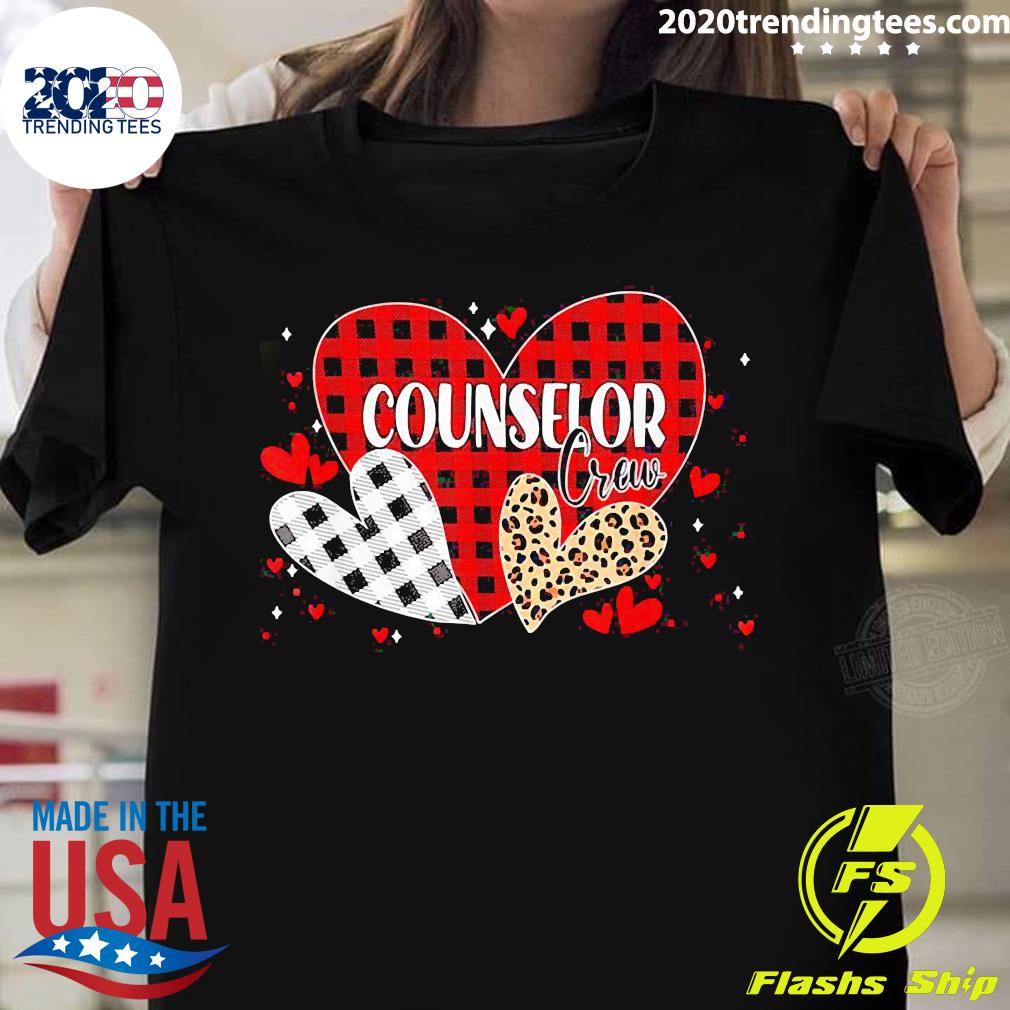 Official Three Leopard Plaid Hearts Counselor Crew - Adult & Kids T-Shirts, Sweatshirts & Hoodies apparel design preview 1