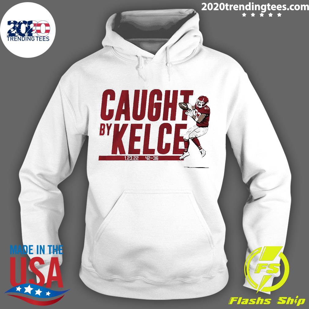 Official Travis Kelce Caught By - Adult & Kids T-Shirts, Sweatshirts & Hoodies apparel design preview 2