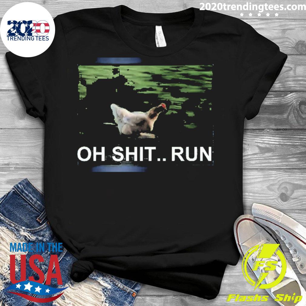 Official oh Shit Run Running Chicken Meme - Adult & Kids T-Shirts, Sweatshirts & Hoodies apparel design preview 3