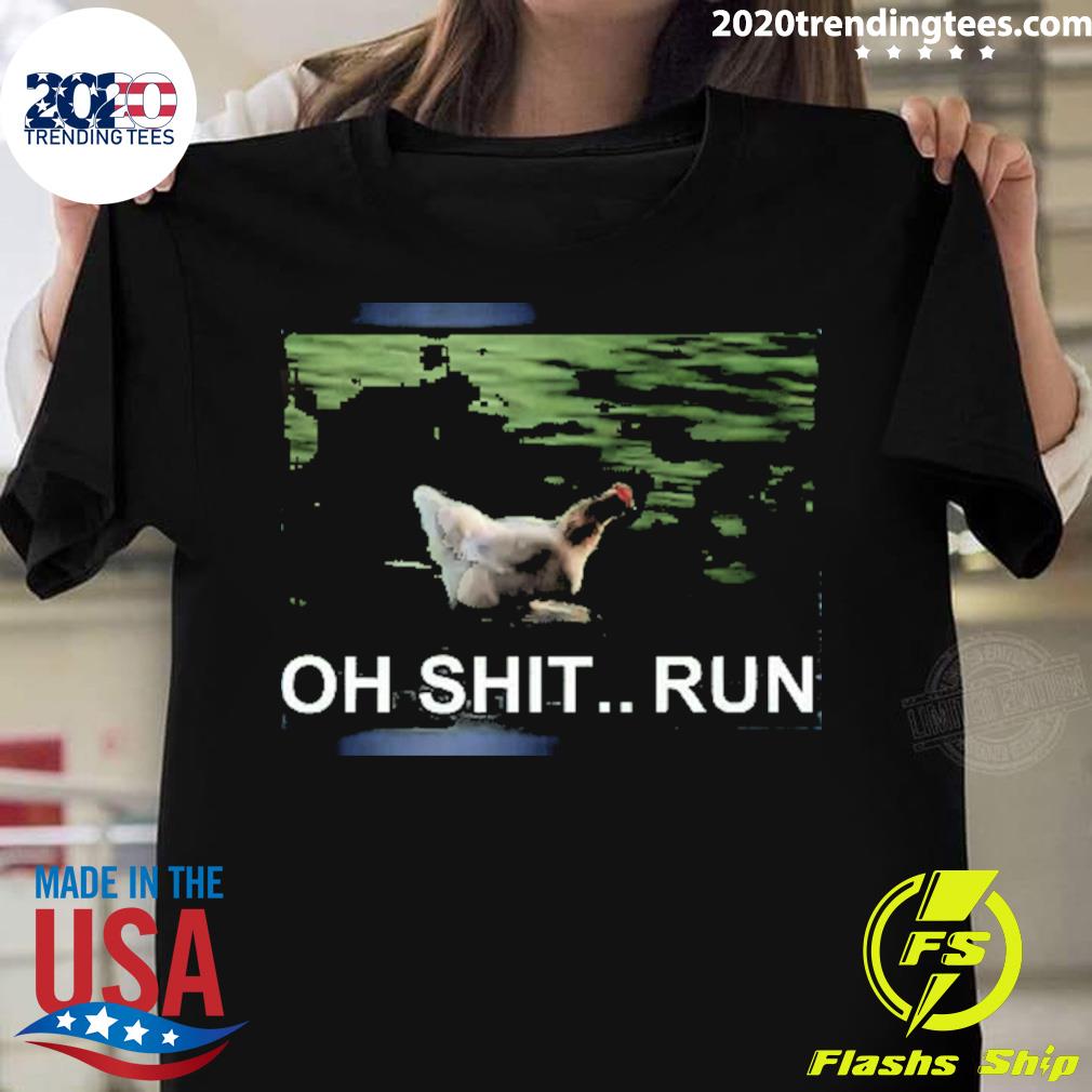 Official oh Shit Run Running Chicken Meme - Adult & Kids T-Shirts, Sweatshirts & Hoodies apparel design preview 1