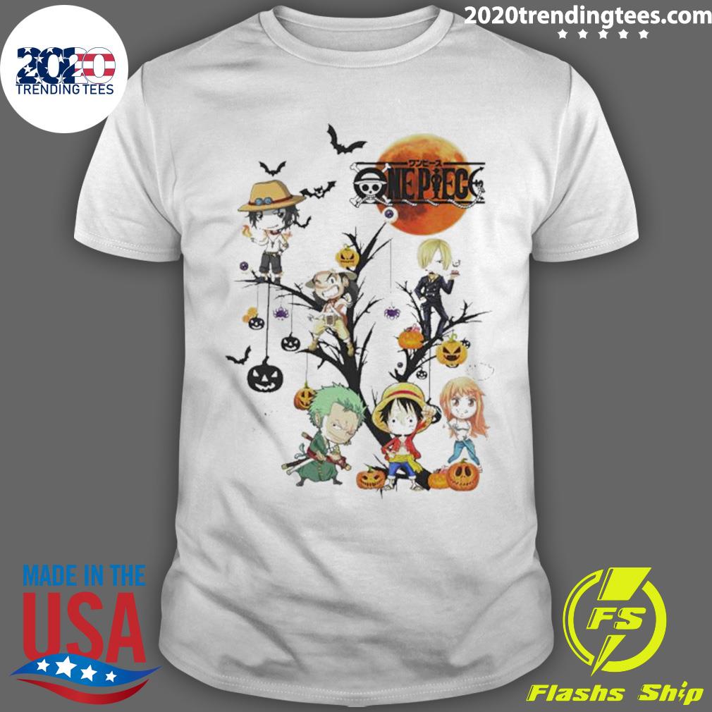 Official one Piece Characters Chibi Halloween Tree - Adult & Kids T-Shirts, Sweatshirts & Hoodies apparel design preview 1