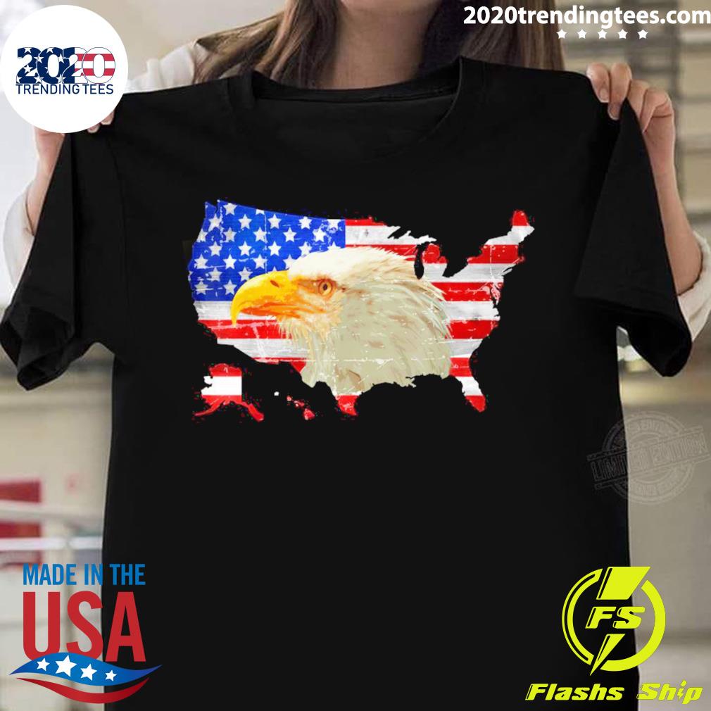 Official patriotic Eagle 4th of July USA American Map - Adult & Kids T-Shirts, Sweatshirts & Hoodies apparel design preview 1