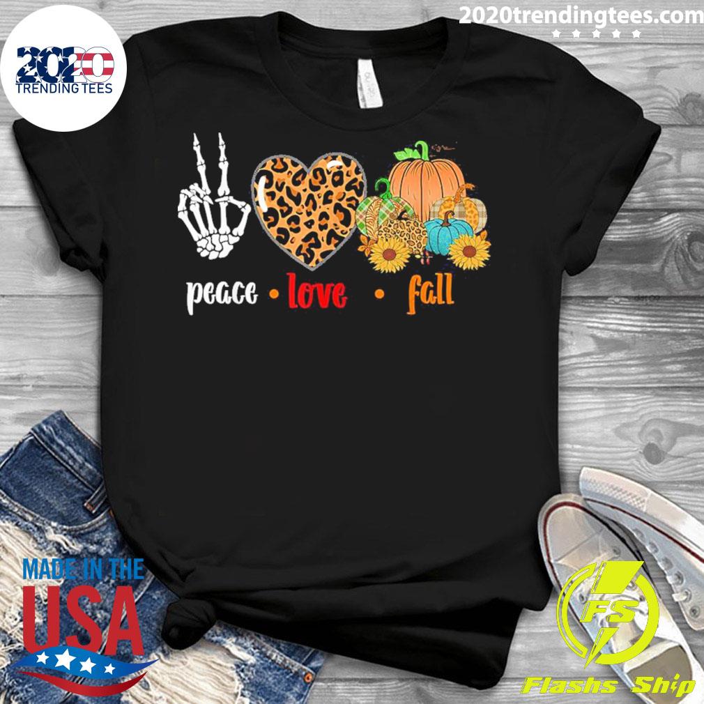 Official peace Love Fall Leopard Pumpkin Halloween - Adult & Kids T-Shirts, Sweatshirts & Hoodies apparel design preview 3