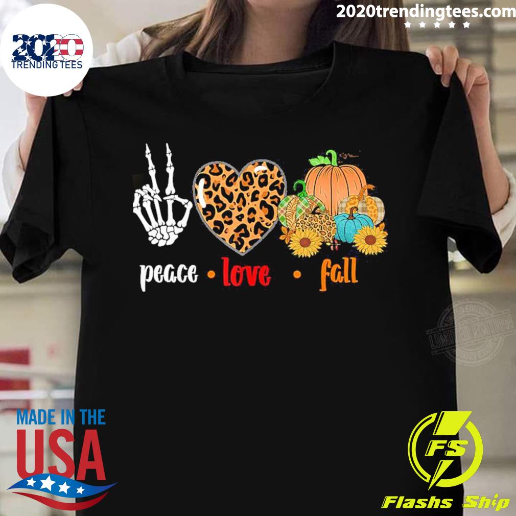 Official peace Love Fall Leopard Pumpkin Halloween - Adult & Kids T-Shirts, Sweatshirts & Hoodies apparel design preview 1
