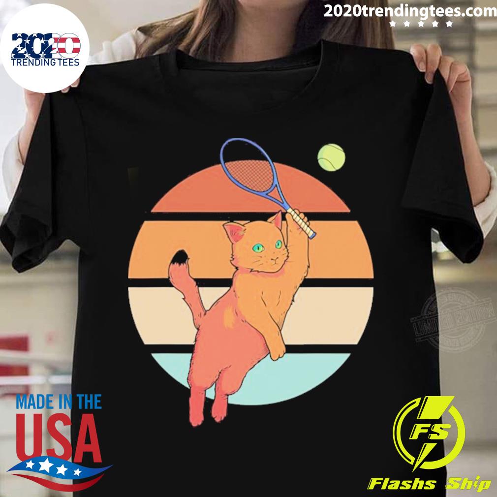 Official racket Cat Playing Tennis - Adult & Kids T-Shirts, Sweatshirts & Hoodies apparel design preview 1