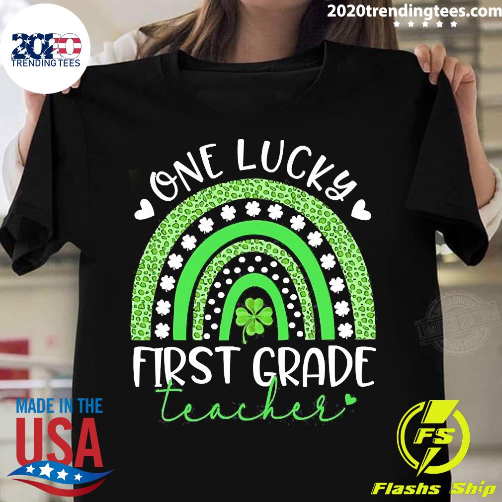 Official Rainbow One Lucky First Grade Teacher St - Adult & Kids T-Shirts, Sweatshirts & Hoodies apparel design preview 1