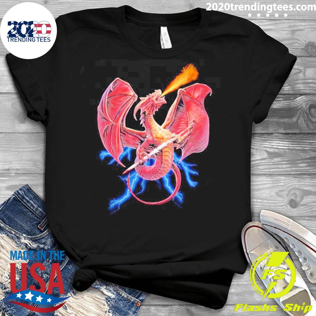 Official red Dragon Holding Sword - Adult & Kids T-Shirts, Sweatshirts & Hoodies apparel design preview 3