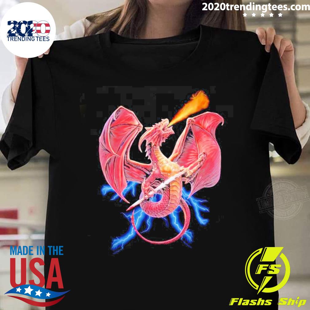 Official red Dragon Holding Sword - Adult & Kids T-Shirts, Sweatshirts & Hoodies apparel design preview 1