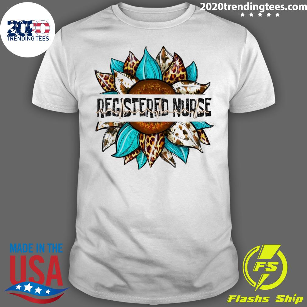 Official registered Nurse Leopard Sunflower - Adult & Kids T-Shirts, Sweatshirts & Hoodies apparel design preview 1