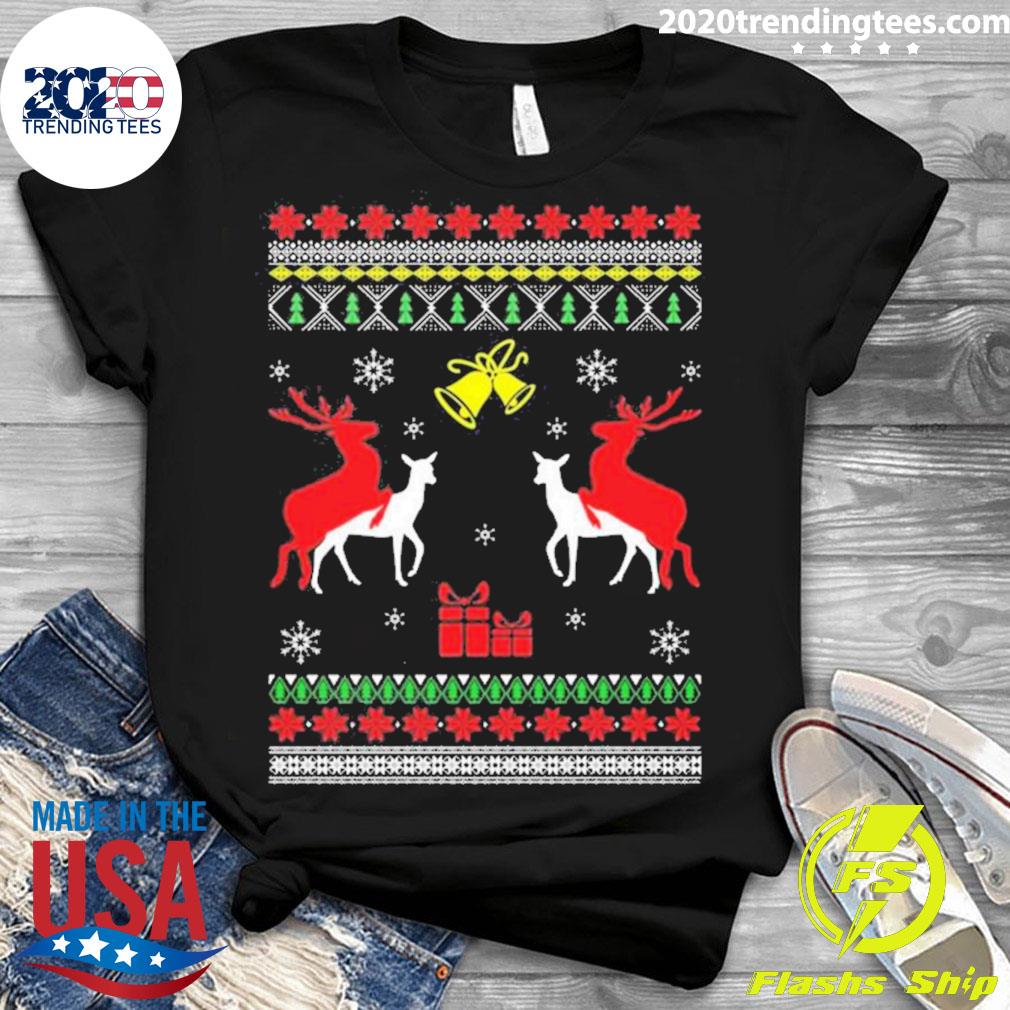 Official reindeer Humping Fuck Funny Ugly Christmas - Adult & Kids T-Shirts, Sweatshirts & Hoodies apparel design preview 3