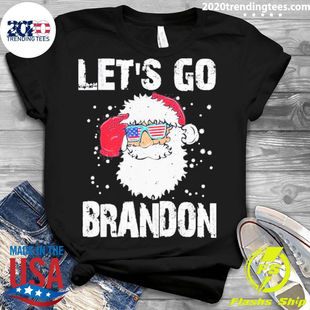 Official santa Sunglass American Flag Lets Go Brandon - Adult & Kids T-Shirts, Sweatshirts & Hoodies apparel design preview 3