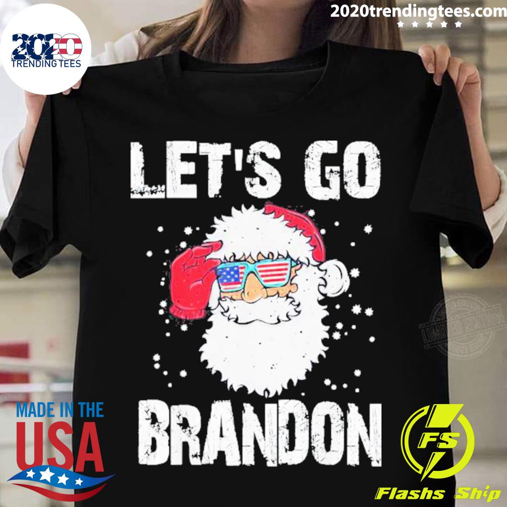 Official santa Sunglass American Flag Lets Go Brandon - Adult & Kids T-Shirts, Sweatshirts & Hoodies apparel design preview 1
