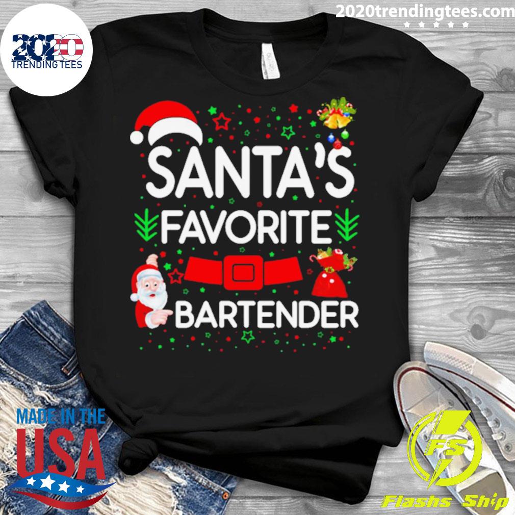 Official santa's Favorite With Bartender - Adult & Kids T-Shirts, Sweatshirts & Hoodies apparel design preview 3