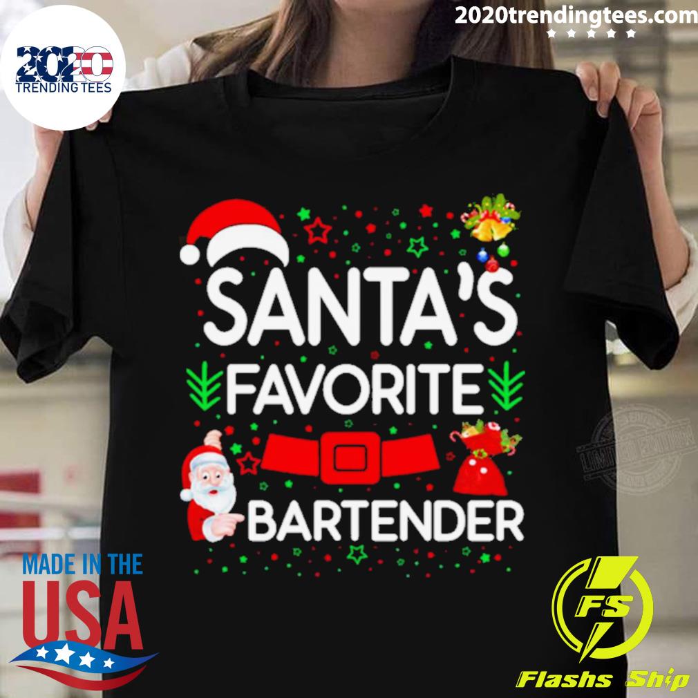 Official santa's Favorite With Bartender - Adult & Kids T-Shirts, Sweatshirts & Hoodies apparel design preview 1