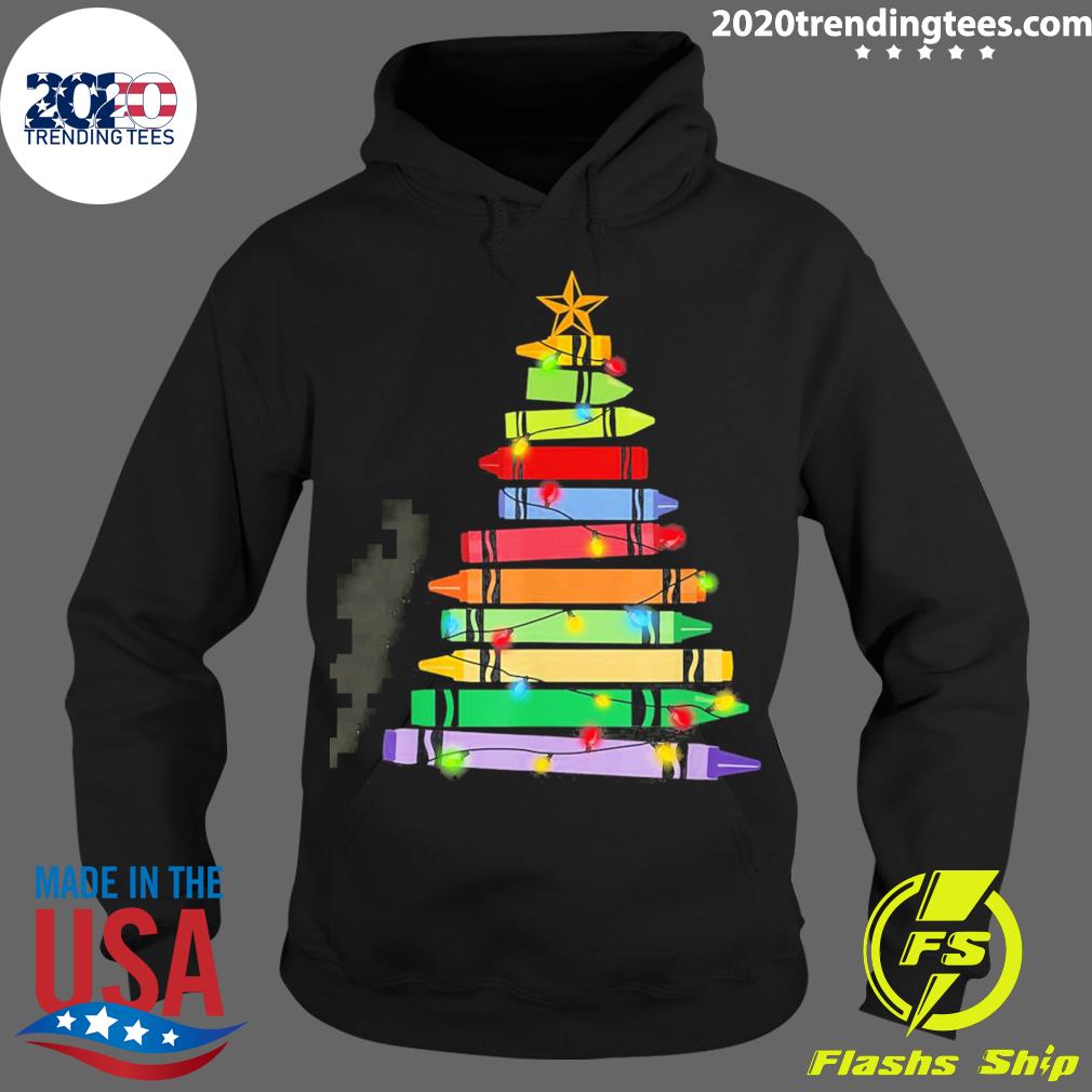 Official teacher Christmas Crayon Tree Light Gifts - Adult & Kids T-Shirts, Sweatshirts & Hoodies apparel design preview 2