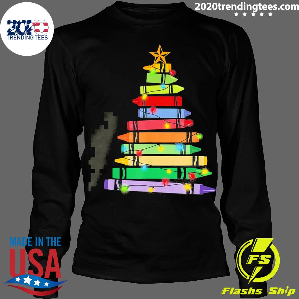 Official teacher Christmas Crayon Tree Light Gifts - Adult & Kids T-Shirts, Sweatshirts & Hoodies apparel design preview 4