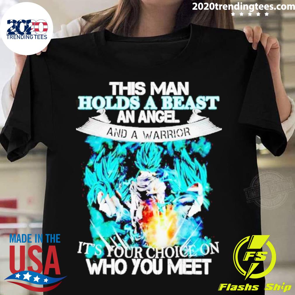 Official this Man Holds A Beast An Angel And Warrior - Adult & Kids T-Shirts, Sweatshirts & Hoodies apparel design preview 1