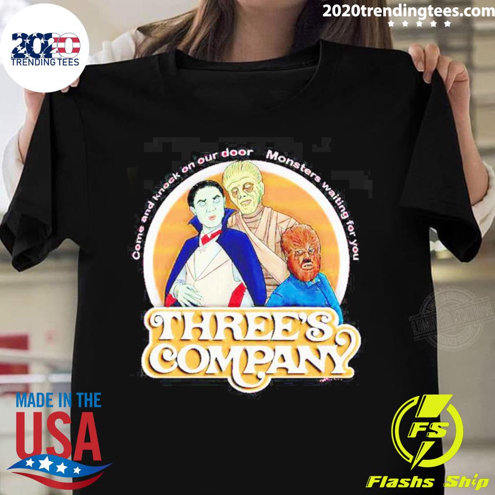 Official three Monsters Three's Company - Adult & Kids T-Shirts, Sweatshirts & Hoodies apparel design preview 1