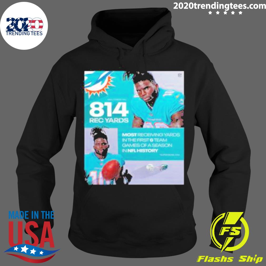 Official tyreek Hill Is The Most Receiving Yards In - Adult & Kids T-Shirts, Sweatshirts & Hoodies apparel design preview 2