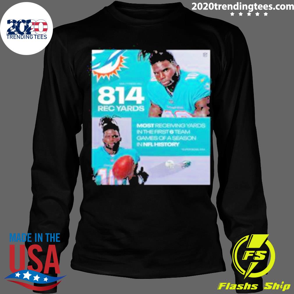 Official tyreek Hill Is The Most Receiving Yards In - Adult & Kids T-Shirts, Sweatshirts & Hoodies apparel design preview 4