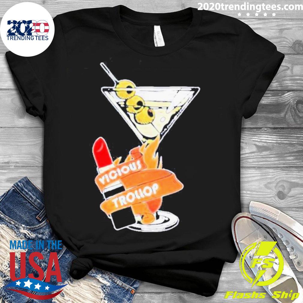 Official vicious Trollop Lipstick With Cocktail - Adult & Kids T-Shirts, Sweatshirts & Hoodies apparel design preview 3
