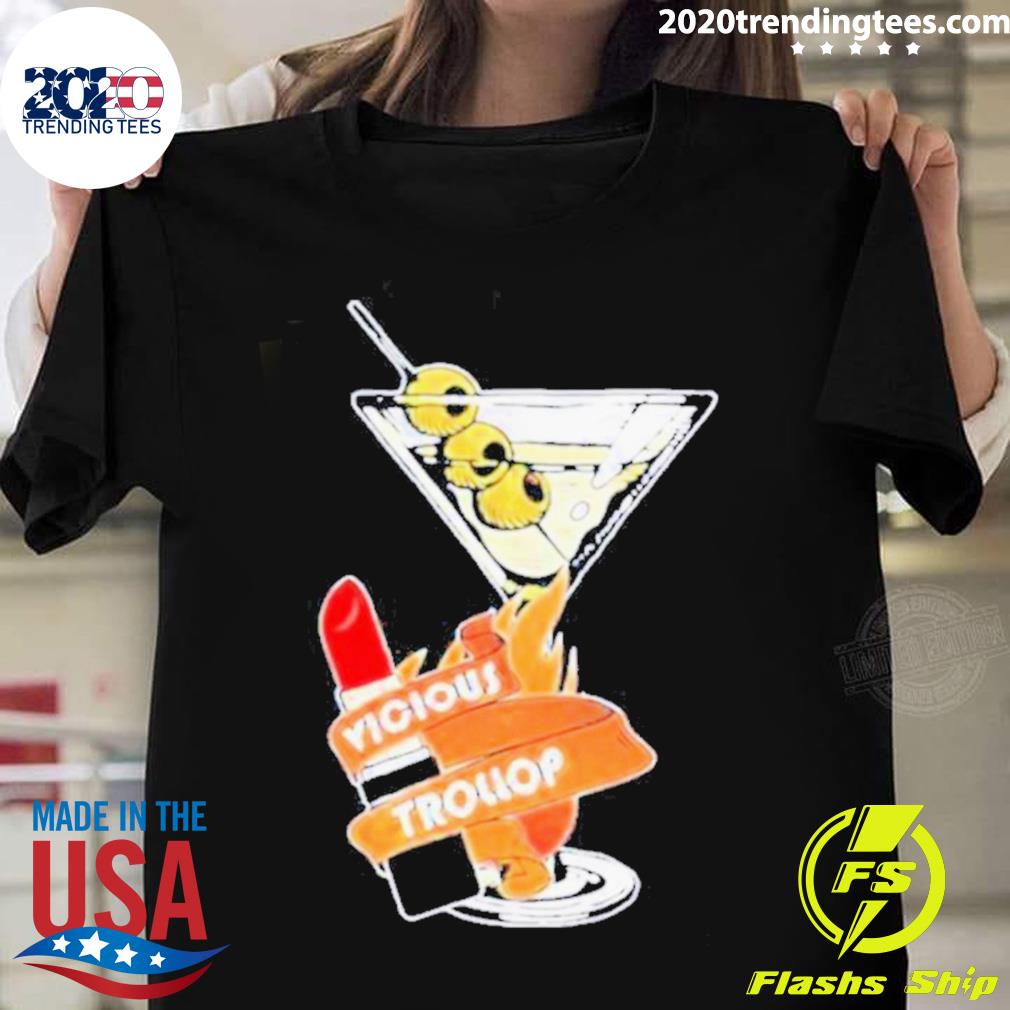 Official vicious Trollop Lipstick With Cocktail - Adult & Kids T-Shirts, Sweatshirts & Hoodies apparel design preview 1