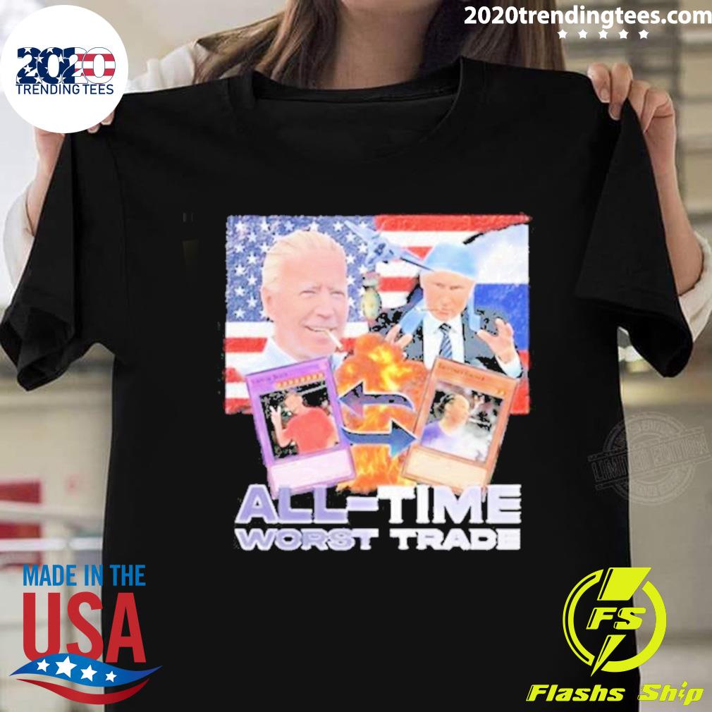 Official vodka Biden Putin All Time Worst Trade - Adult & Kids T-Shirts, Sweatshirts & Hoodies apparel design preview 1