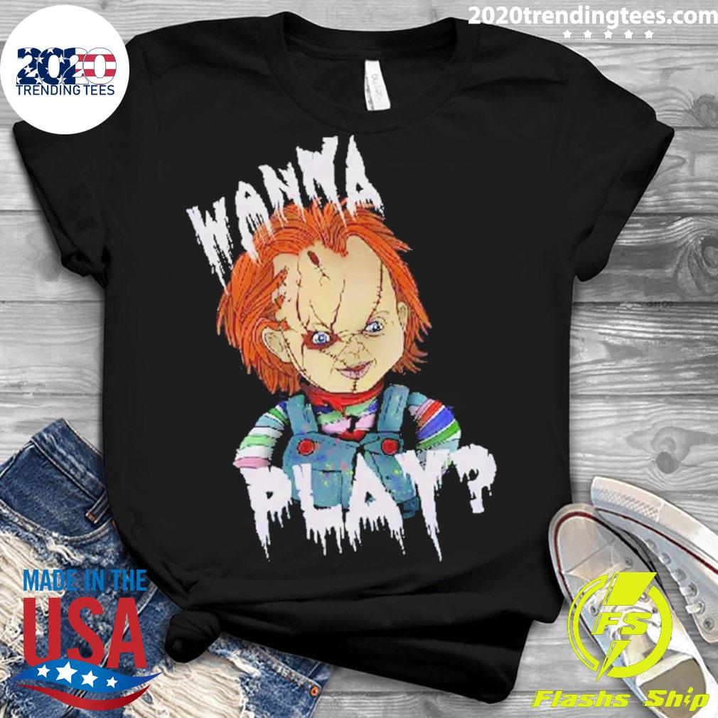 Official wanna Play Halloween Chucky - Adult & Kids T-Shirts, Sweatshirts & Hoodies apparel design preview 3