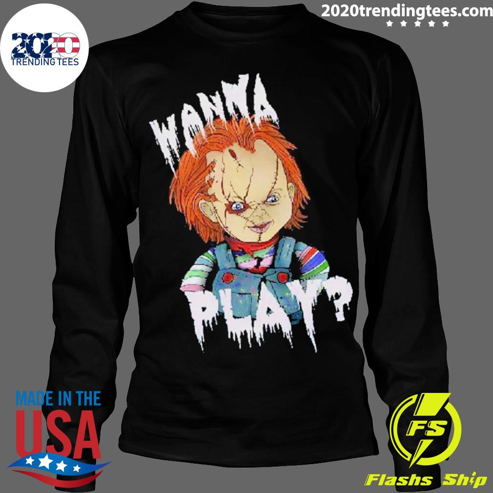 Official wanna Play Halloween Chucky - Adult & Kids T-Shirts, Sweatshirts & Hoodies apparel design preview 4