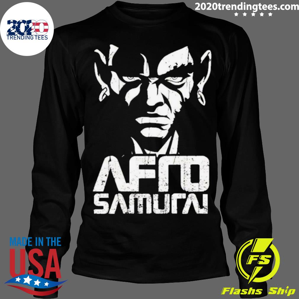 Official white graphic samurai afro - Adult & Kids T-Shirts, Sweatshirts & Hoodies apparel design preview 4