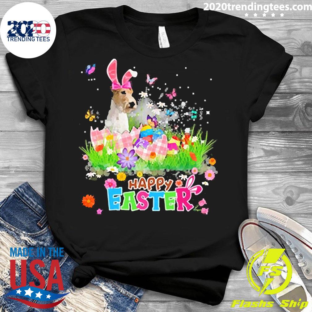 Official wire Fox Terrier Happy Easter - Adult & Kids T-Shirts, Sweatshirts & Hoodies apparel design preview 3
