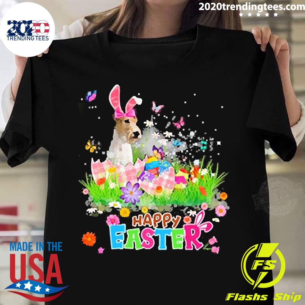 Official wire Fox Terrier Happy Easter - Adult & Kids T-Shirts, Sweatshirts & Hoodies apparel design preview 1