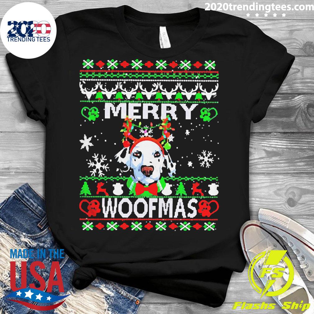 Official Woofmas Dalmatian Merry Christmas - Adult & Kids T-Shirts, Sweatshirts & Hoodies apparel design preview 3
