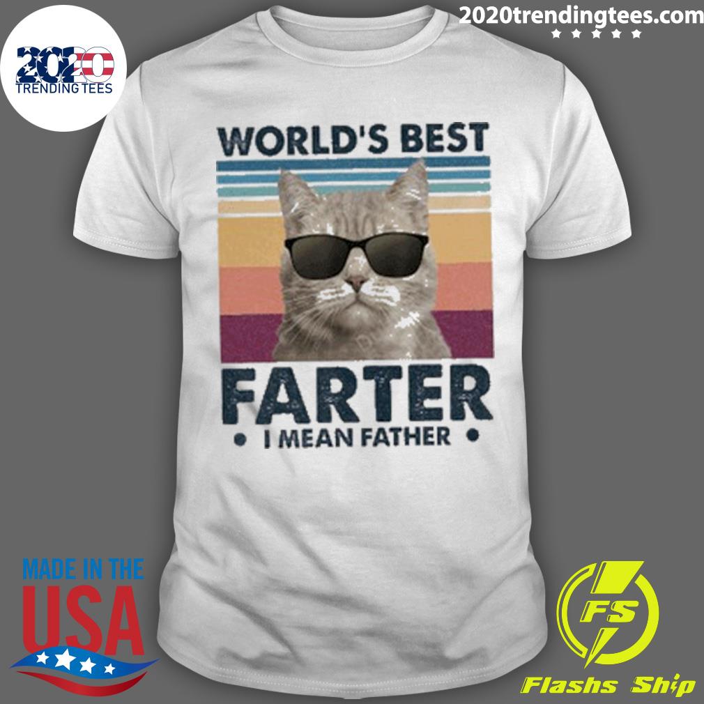 Official world's Best Farter I Mean Father Cat Dad - Adult & Kids T-Shirts, Sweatshirts & Hoodies apparel design preview 1
