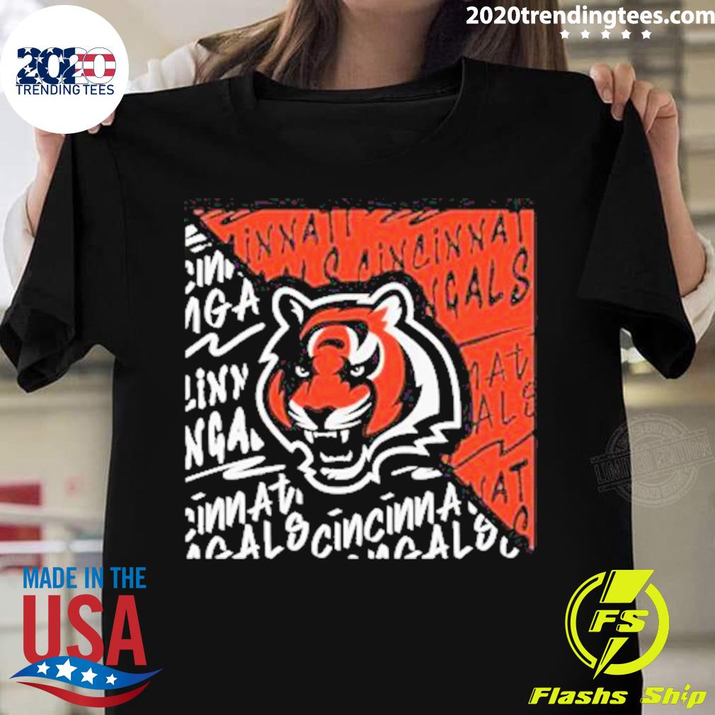 Official youth Cincinnati Bengals Black Divide 2023 - Adult & Kids T-Shirts, Sweatshirts & Hoodies apparel design preview 1