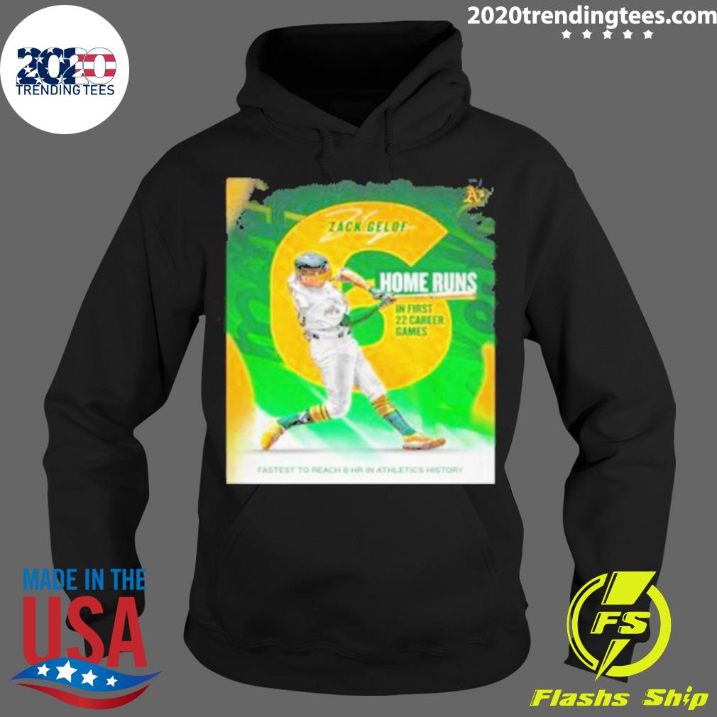 Official zack Gelof Fastest To Reach 6 Home Runs In - Adult & Kids T-Shirts, Sweatshirts & Hoodies apparel design preview 2