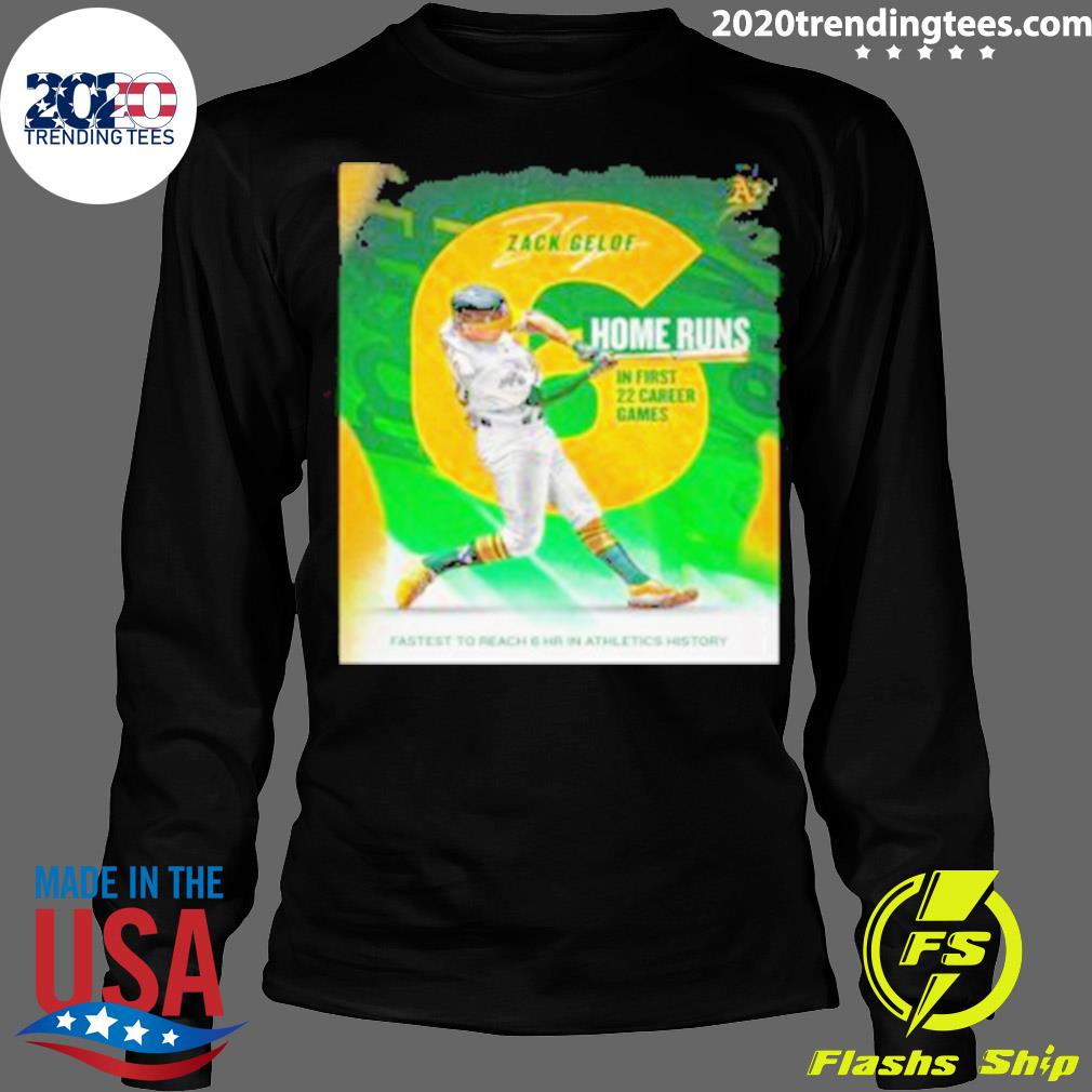 Official zack Gelof Fastest To Reach 6 Home Runs In - Adult & Kids T-Shirts, Sweatshirts & Hoodies apparel design preview 4