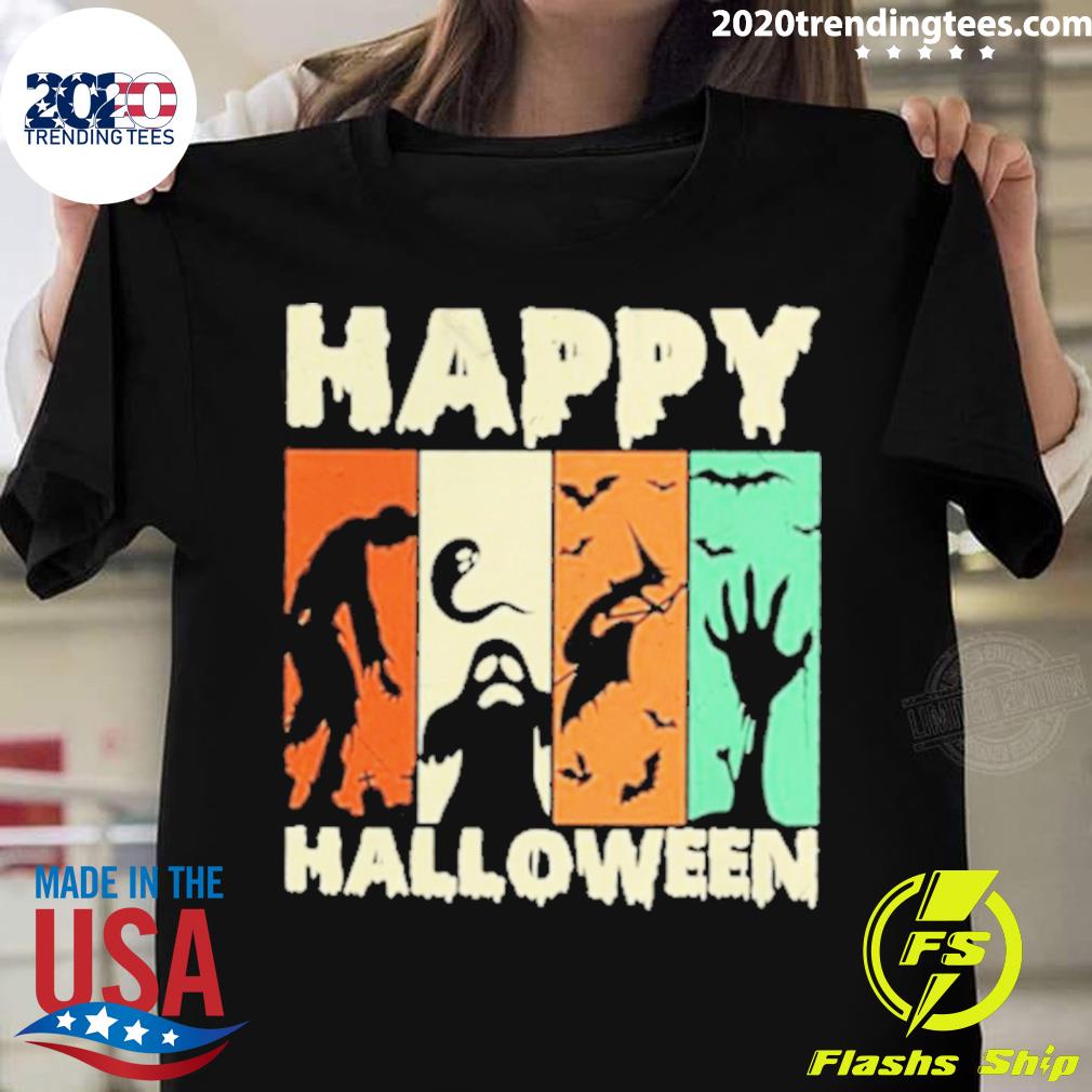 Official zombie Ghost Bat Happy Halloween - Adult & Kids T-Shirts, Sweatshirts & Hoodies apparel design preview 1