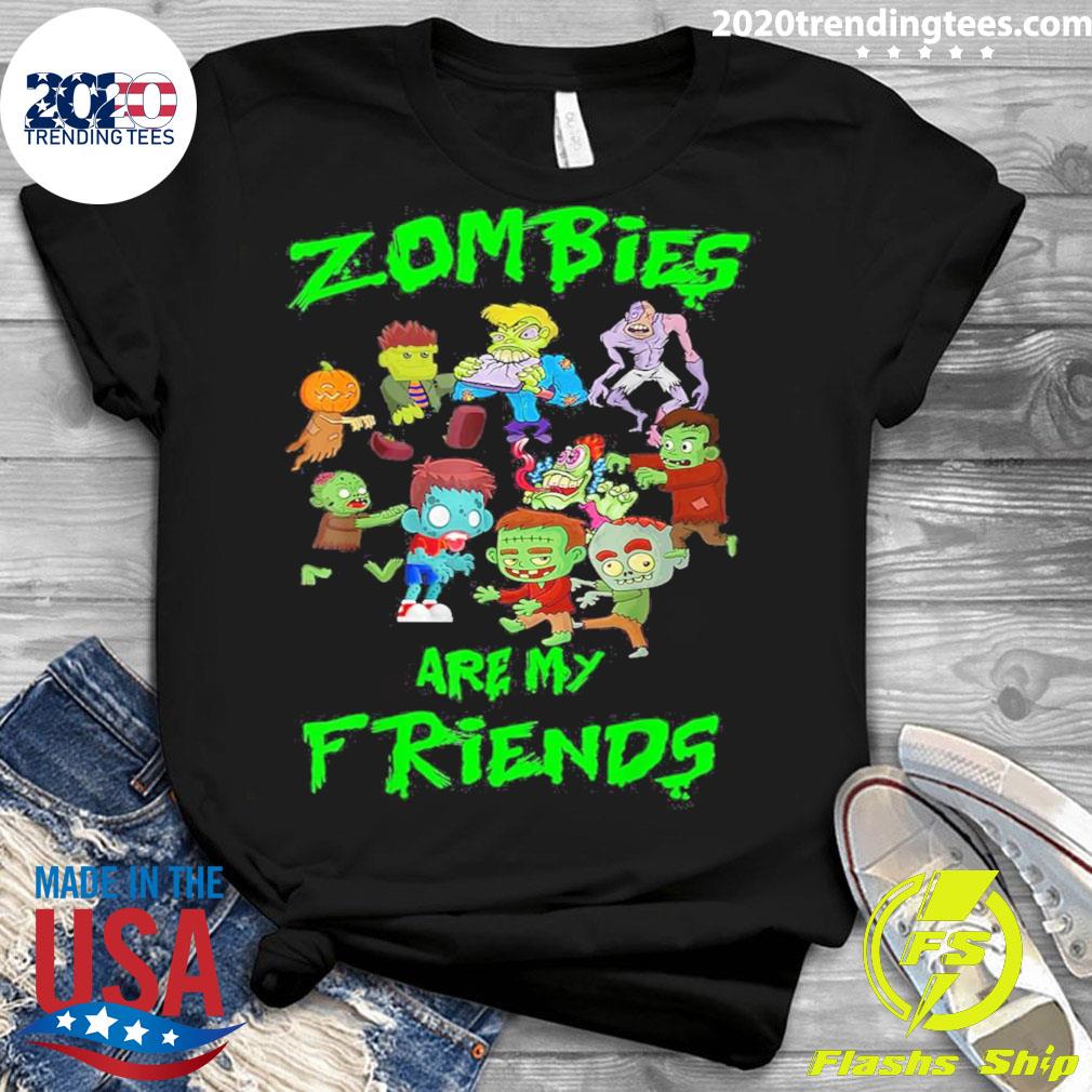 Official zombies Are My Friends Kid Halloween - Adult & Kids T-Shirts, Sweatshirts & Hoodies apparel design preview 3