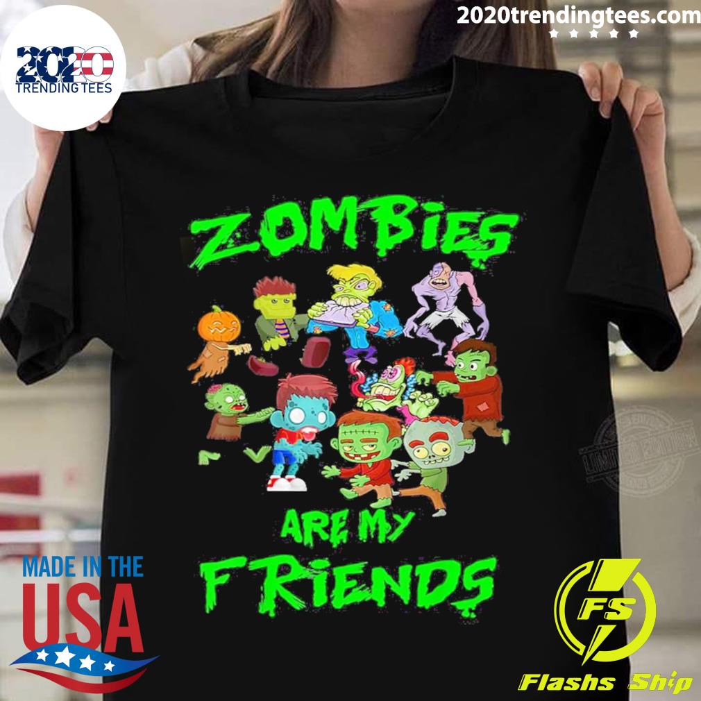 Official zombies Are My Friends Kid Halloween - Adult & Kids T-Shirts, Sweatshirts & Hoodies apparel design preview 1