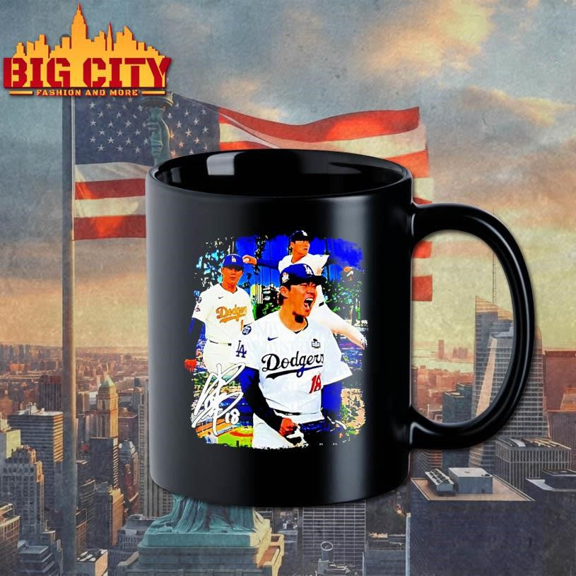 Oshinobu Yamamoto Los Angeles Dodgers Signature - Adult & Kids T-Shirts, Sweatshirts & Hoodies apparel design preview 3