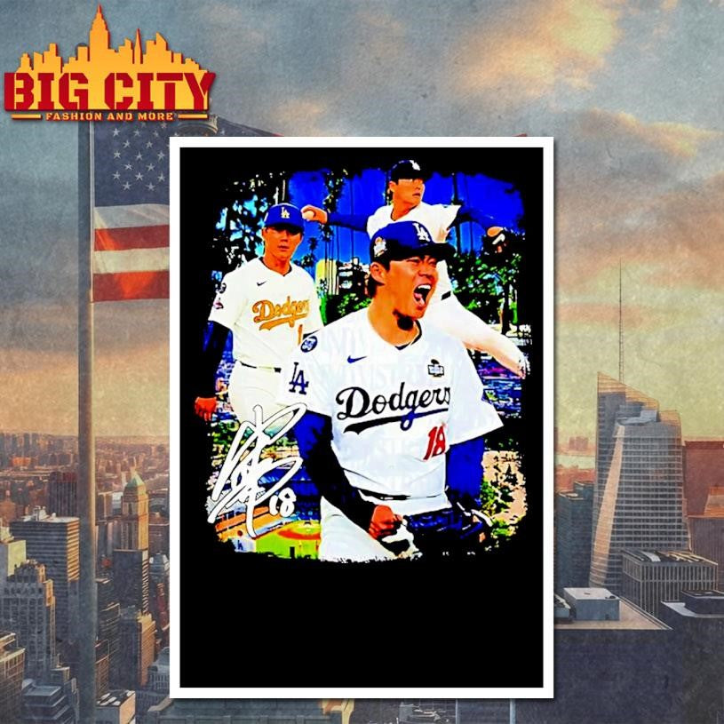 Oshinobu Yamamoto Los Angeles Dodgers Signature - Adult & Kids T-Shirts, Sweatshirts & Hoodies apparel design preview 4