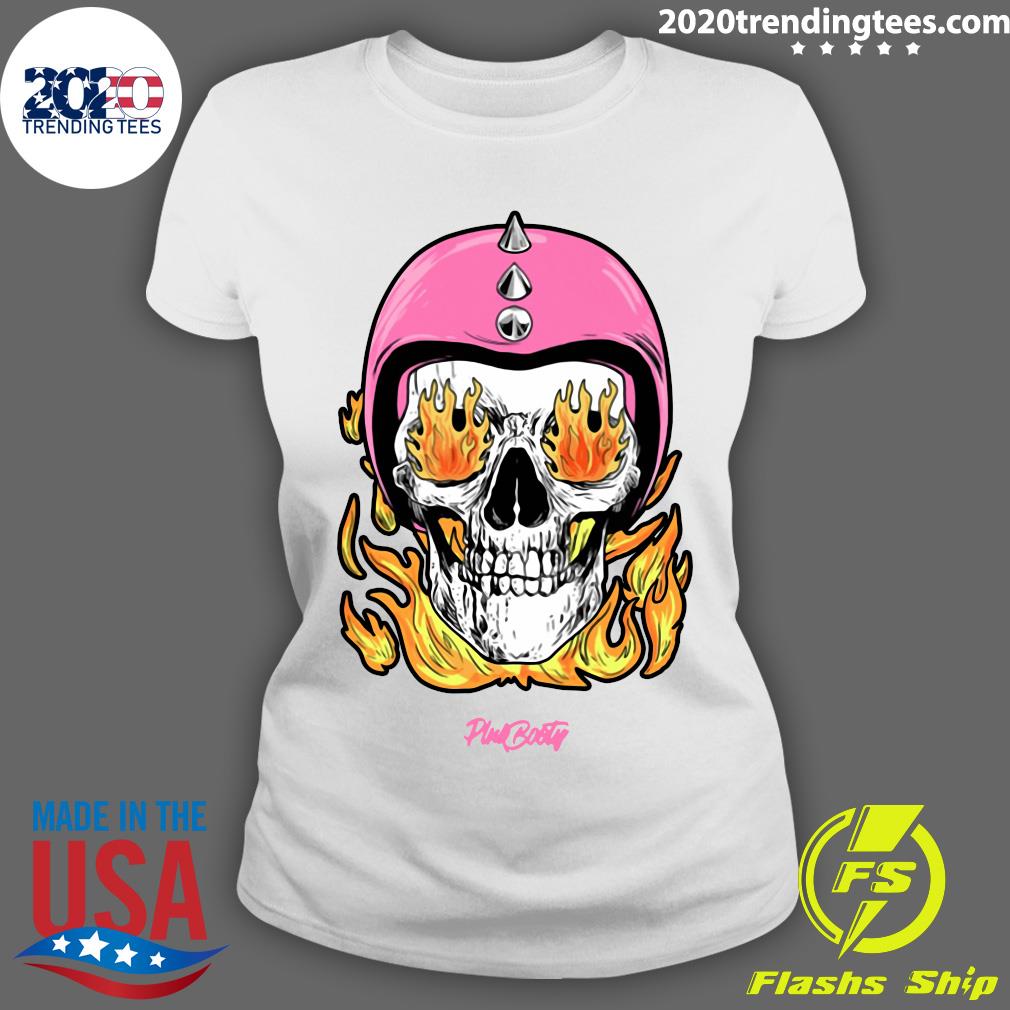PinkBooty Flaming Skull Biker - Adult & Kids T-Shirts, Sweatshirts & Hoodies apparel design preview 3